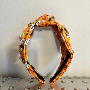 Halloween Womens Knot Headband With Ghosts, Pearls, Pumpkins, Bats - Never Worn